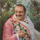 Meher Baba In The Garden Wearing Scarf, 1954